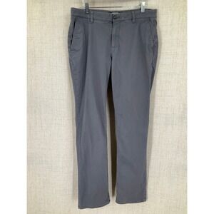 Hawker Rye Mens Chino Pants Grey Cotton Stretch Straight Leg 34x33 Office Casual